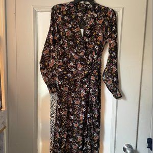 NWT Rag & Bone Women's Black Amber Floral MIDI Dress Size 0